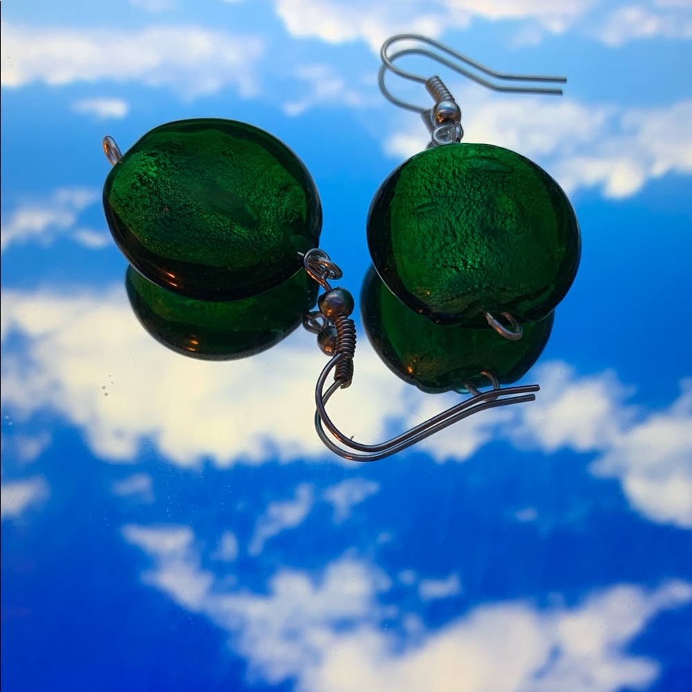 green earrings